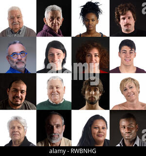 Mosaik der Gesichter von Menschen Stockfoto