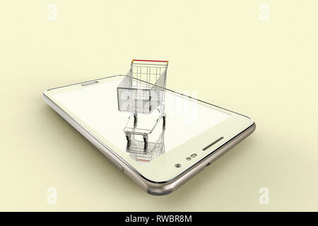 3D-Rendering eines konzeptionellen Bild von Online einkaufen mit mobilen Geräten Stockfoto
