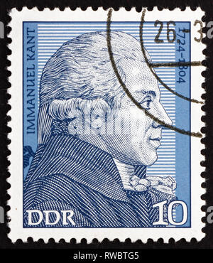 Ddr - ca. 1974: einen Stempel in der DDR gedruckt zeigt Immanuel Kant, Philosoph, ca. 1974 Stockfoto