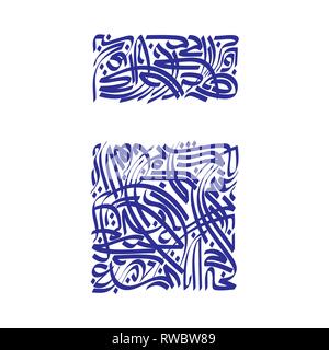 Blau persischen islamische Kalligraphie Elemente auf weißem Hintergrund Stock Vektor