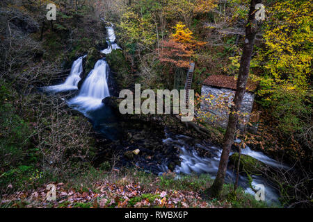 Colwith Kraft Unterteil mit alten Mühle, Little Langdale, Lake District, Cumbria, England, Großbritannien Stockfoto