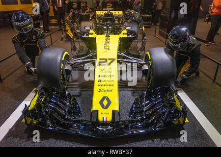 Genf, Schweiz. 5. März, 2019. Das Renault F1 an der Presse Tage der 89. internationalen Automobilsalon in Genf präsentiert. Quelle: Eric Dubost/Alamy leben Nachrichten Stockfoto