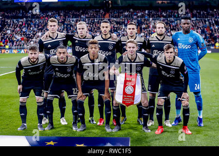 Madrid, Spanien. 05 Mär, 2019. MADRID, 05-03-2019, Stadion Bernabeu, Saison 2018/2019, Champions League 1/8 Runde zweite Bein. Team Foto von Ajax vor dem Spiel Real Madrid - Ajax. Credit: Pro Schüsse/Alamy leben Nachrichten Stockfoto