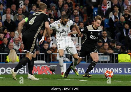 Madrid, Spanien. 05 Mär, 2019. Fußballspiel zwischen Real Madrid vs Ajax, der Champions League 2018/2019, im Santiago Bernabeu, Madrid. (Foto: Jose Cuesta/261/Cordon drücken). Credit: CORDON Cordon Drücken Sie die Taste/Alamy leben Nachrichten Stockfoto