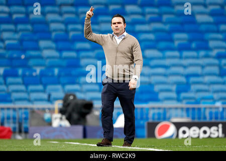 Madrid, Spanien. 05 Mär, 2019. MADRID, 05-03-2019, Stadion Bernabeu, Saison 2018/2019, Champions League 1/8 Runde zweite Bein. Marc Overmars während des Spiels Real Madrid - Ajax 1-4 Credit: Pro Schüsse/Alamy leben Nachrichten Stockfoto