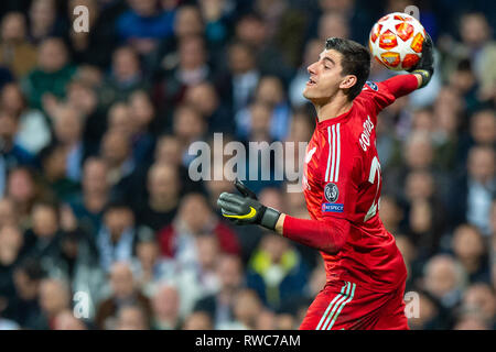 5. März 2019 in Madrid, Spanien Fussball Real Madrid v AFC Ajax Champions League 2018-2019 Keeper Thibaut Courtois von Real Madrid Stockfoto