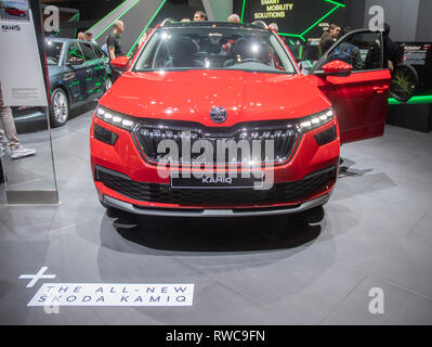 Genf, Schweiz. 6. März, 2019. Der neue Skoda kamig dargestellt an der Presse Tage der 89. internationalen Automobilsalon in Genf. Quelle: Eric Dubost/Alamy leben Nachrichten Stockfoto