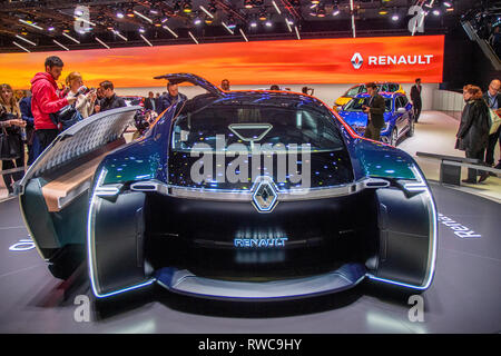 Genf, Schweiz. 6. März, 2019. Das Renault Concept Car EZ-Ultimo (Gesicht) an der Presse Tage der 89. internationalen Automobilsalon in Genf präsentiert. Quelle: Eric Dubost/Alamy leben Nachrichten Stockfoto