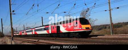 HST 43257 LNER Bahnhof, London und North Eastern Railway, East Coast Main Line Eisenbahn, Grantham, Lincolnshire, England, Großbritannien Stockfoto