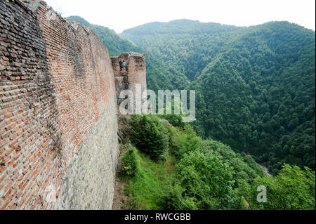 Gotische Cetatea Poenari Poenari (Schloss) in Poenari, Rumänien. 19. Juli 2009, in dem 13. Jahrhundert und wurde im XV Jahrhundert von Vlad the Impaler voivo Stockfoto