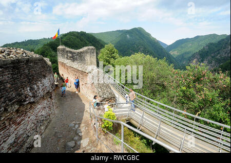 Gotische Cetatea Poenari Poenari (Schloss) in Poenari, Rumänien. 19. Juli 2009, in dem 13. Jahrhundert und wurde im XV Jahrhundert von Vlad the Impaler voivo Stockfoto