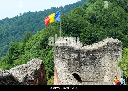 Gotische Cetatea Poenari Poenari (Schloss) in Poenari, Rumänien. 19. Juli 2009, in dem 13. Jahrhundert und wurde im XV Jahrhundert von Vlad the Impaler voivo Stockfoto