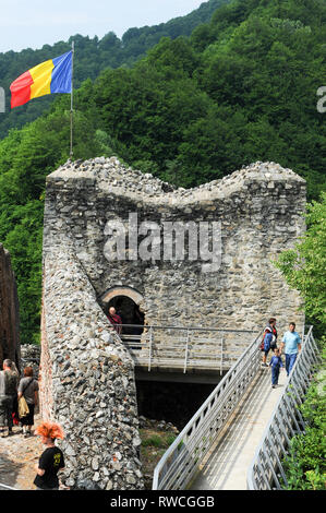 Gotische Cetatea Poenari Poenari (Schloss) in Poenari, Rumänien. 19. Juli 2009, in dem 13. Jahrhundert und wurde im XV Jahrhundert von Vlad the Impaler voivo Stockfoto