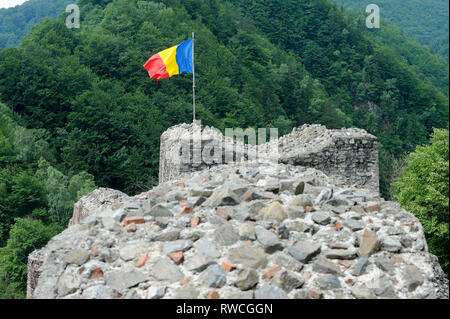 Gotische Cetatea Poenari Poenari (Schloss) in Poenari, Rumänien. 19. Juli 2009, in dem 13. Jahrhundert und wurde im XV Jahrhundert von Vlad the Impaler voivo Stockfoto