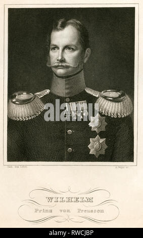 Friedrich Wilhelm Ludwig Prinz von Preußen, der spätere Kaiser Wilhelm I., Stahlstich von A.Weger, um 1840., Artist's Urheberrecht nicht gelöscht werden Stockfoto