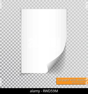 A4-Papier mit Schatten Design Template, Vektor. Stock Vektor