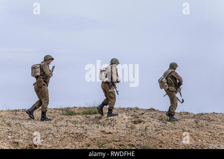 Eine sowjetische Spetsnaz Special Operations Group auf einer Mission. Stockfoto