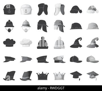 Hunt, Sailor, earflap, Santa, Helm, Feuerwehrmann, Koch, Winter, Wizard, cop, Taxi, Baseball, top, Krone, Absolvent, Deutschen, Mariner, Weihnachten, Safari, Builder, Kocher, Beanie, Hexe, Polizei, Taxifahrer, Sport, Tophat, Kopfbedeckungen, Kappe, Hut, Kopfbedeckung, Kleidung, Kostüm, Kopf, Beruf, Charakter, Stil, Set, collection, Vector, Symbol, Web, Logo, Illustration, Design, isoliert, Symbol, Zeichen, Schwarz, Schwarzweiß, Farbe Vektor Vektoren, Stock Vektor