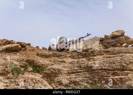 Sowjetische Fallschirmjäger in Afghanistan während der Sowjetischen afghanischen Krieg. Stockfoto