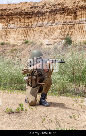 Sowjetische Fallschirmjäger in Afghanistan während der Sowjetischen afghanischen Krieg. Stockfoto