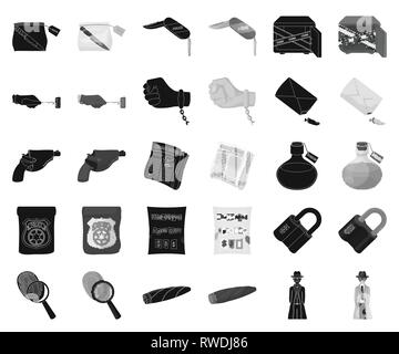 Zubehör, Agentur, Agent, Aussehen, Attribut, Beam, schwarz, monochrom, Zigarre, Code, Sammlung, Kriminalität, Strafrecht, Design, Detektiv, Beweise, Finger, Fingerabdruck, Taschenlampe, Falten, Footprint, Hacking, Hand, Handschellen, Holster, Icon, Illustration, Untersuchung, Entführung, Messer, Recht, Lock, Lupe, Nachrichten, Zeitung, Paket, picklock, Pistole, Gift, Polizei, Lösegeld, Safe, Set, Shadowing, Zeichen, Spy, stumpf, Symbol, tag, Token, Vektor Vektor Vektoren, Stock Vektor