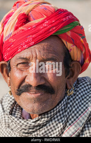 Porträt eines Mannes, Jaisalmer, Rajasthan, Indien, Asien Stockfoto