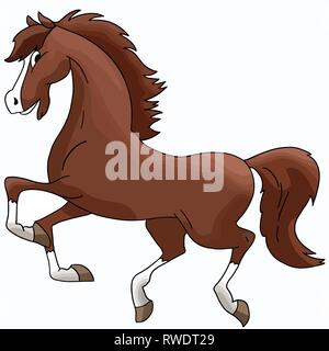 Schönen cartoon braunes Pferd frei galoppierenden Vector Illustration Stock Vektor