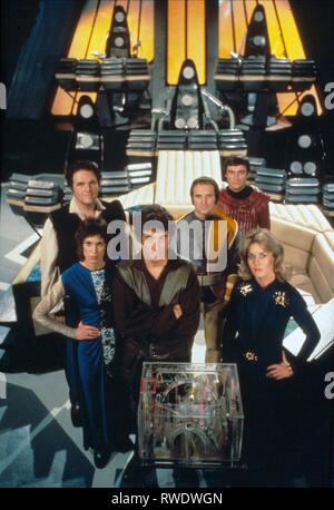 DAVID JACKSON, JAN CHAPPELL, Gareth THOMAS, michael keating, PAUL DARROW, SALLY KNYVETTE, blakes 7, 1978 Stockfoto