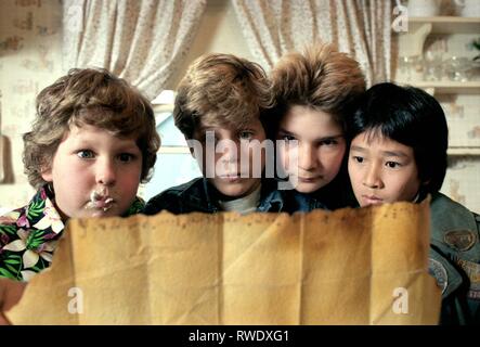 COHEN, ASTIN, Feldman, Quan, die GOONIES, 1985 Stockfoto