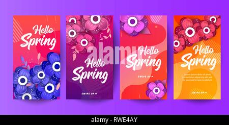 Trendy bearbeitbaren Vorlage Frühling Verkauf Banner für soziale Netzwerke Geschichten Stock Vektor