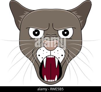 Leiter der Puma im Cartoon Stil. Kawaii Tier. Stock Vektor