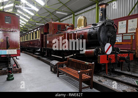 Die Manx Steam Railway Museum in Port Erin auf der Isle of Man, Großbritannien. Die Insel Man mit seiner Hauptstadt Douglas ist in der Mitte von entfernt Stockfoto