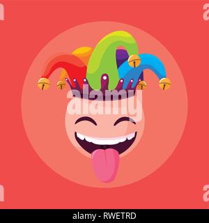 April Fools Day mit verrückten Gesicht und Joker hat Vector Illustration Design Stock Vektor