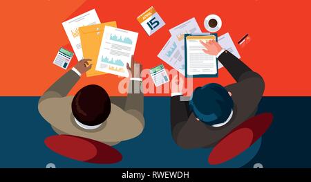 Air View Geschäftsleute im Büro Vector Illustration Design arbeiten Stock Vektor