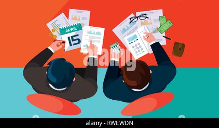 Air View Geschäftsleute im Büro Vector Illustration Design arbeiten Stock Vektor