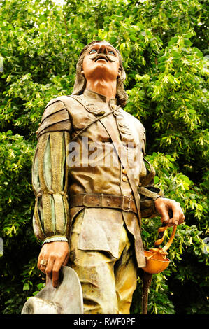 Cyrano de Bergerac Statue, Place Pelissiere, Bergerac, Departement Dordogne, Aquitaine, Frankreich Stockfoto