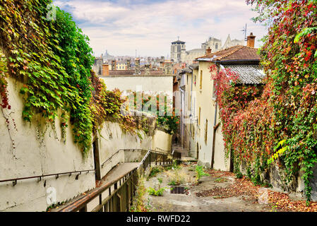 Stadtbild von Lyon, reisen die Schritte, Oktober, Frankreich Stockfoto