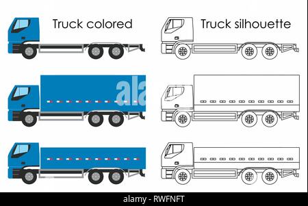 Lkw-farbigen und Silhouette Stock Vektor