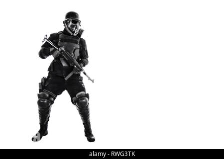 Futuristische NS-Soldat mit Schmeisser Maschinenpistole. Stockfoto