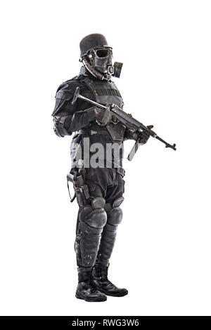 Futuristische NS-Soldat mit Schmeisser Maschinenpistole. Stockfoto