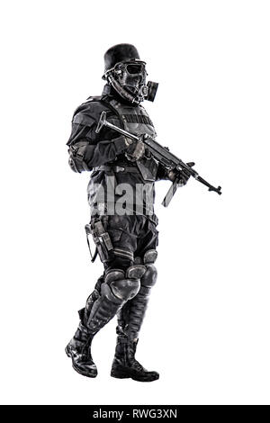 Futuristische NS-Soldat mit Schmeisser Maschinenpistole. Stockfoto