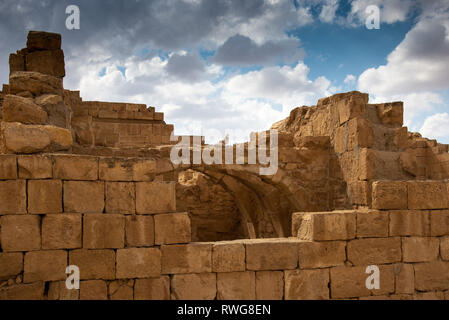 MAMSHIT, Israel/APRIL 10, 2018: Diese alten christlichen Nabatäischen Stadt in der israelischen Wüste Negev wurde nach der muslimischen Eroberung im 7 ce verlassen Stockfoto