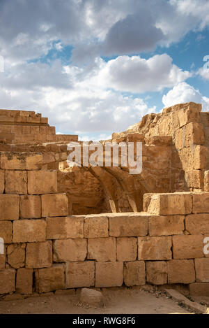 MAMSHIT, Israel/APRIL 10, 2018: Diese alten christlichen Nabatäischen Stadt in der israelischen Wüste Negev wurde nach der muslimischen Eroberung im 7 ce verlassen Stockfoto