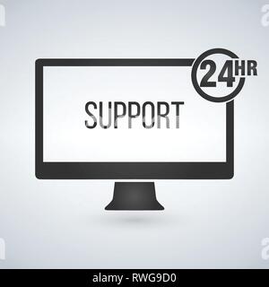 Technischer Support, computer Support 24 Stunden. Vector Illustration auf modernen Hintergrund isoliert Stock Vektor