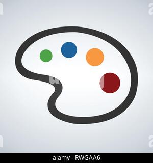 Malerei Palette Flachbild Symbol auf weißem Hintergrund, Vector Illustration Stock Vektor