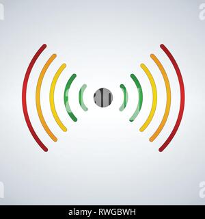 Wifi oder Schallwellen, Fades mit Distanz, farbig. Vector Illustration auf modernen Hintergrund isoliert Stock Vektor