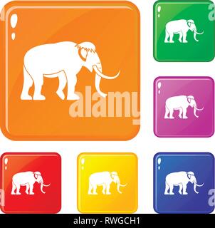Mammut Icons Set Vector Farbe Stock Vektor