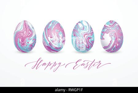 Satz von Pastellfarben marmorierte Ostereier. Vector Illustration Stock Vektor