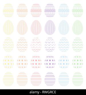 Weiße Ostern Eier mit Pastellfarben eingerichtet. Hochwertige Vektor od Ostereier. Stock Vektor