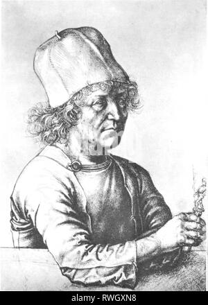 Dürer, Albrecht der Ältere, ca. 1427 - 1502, deutscher Goldschmied, halbe Länge, Zeichnung von Albrecht Dürer der Jüngere, 1490, Artist's Urheberrecht nicht geklärt zu werden. Stockfoto